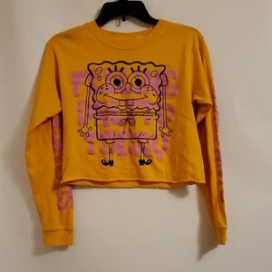 Nickelodeon Yellow Long-Sleeve SpongeBob Graphic Crop Top